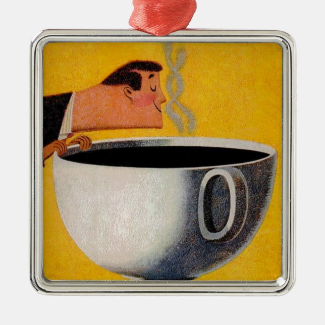 Vintage Kaffeewerbung Silbernes Ornament (Vorne)