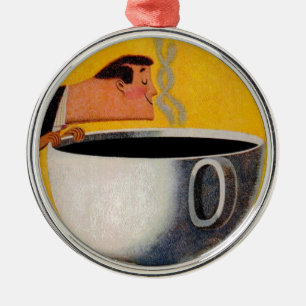 Vintage Kaffeewerbung Silbernes Ornament