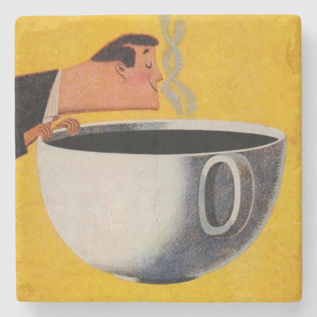 Vintage Kaffeewerbung Steinuntersetzer (Vorderseite)