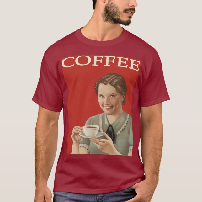 Vintage Kaffeewerbung T-Shirt (Vorderseite)
