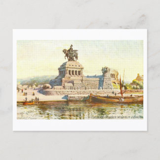 Vintage Kaiser Wilhelm Monument, Koblenz, Germany Postkarte