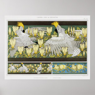 Vintage Kakadus, Magnolie & Weiße Mäuse Poster