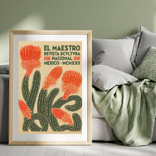Vintage-Kaktus-Illustration Mexikanische Plakatk Poster