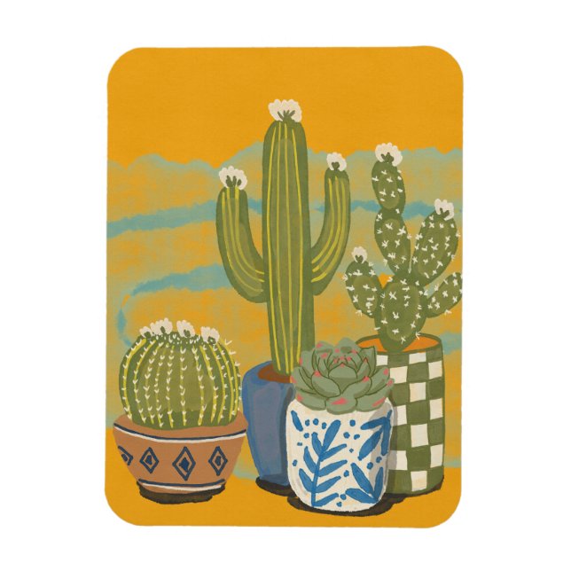 Vintage Kaktusblüten Magnet (Vertikal)