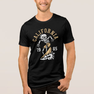Vintage Kalifornien 1985 Surfen Skeleton Beach Vib Tri-Blend Shirt