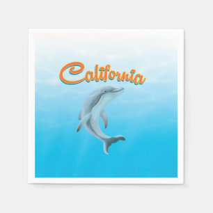 Vintage-Kalifornien-Delfin-Reiseposter Serviette