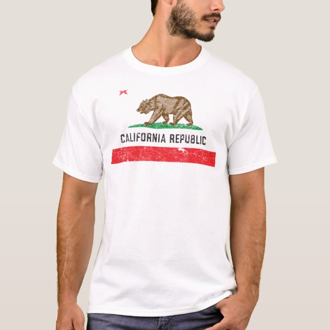 Vintage Kalifornien-Flagge T-Shirt (Vorderseite)