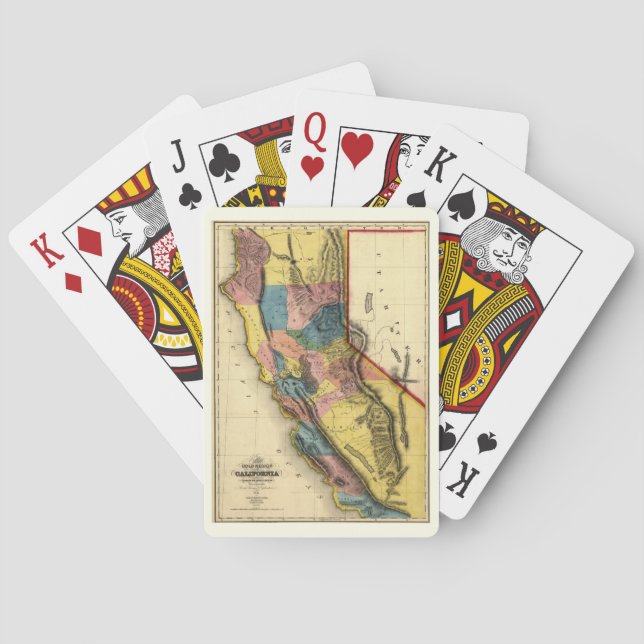 Vintage Kalifornien-Goldregions-Staats-Karte 1851 Spielkarten (Rückseite)