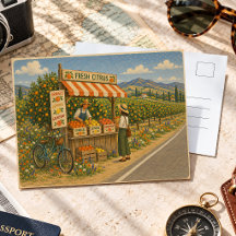 Vintage Kalifornien-Zitrusplantage-Straßenstand