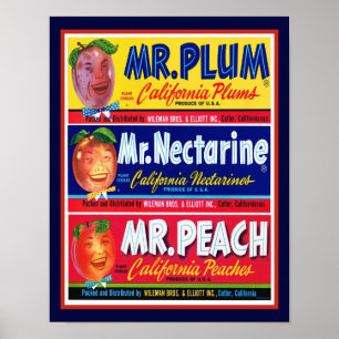 Vintage kalifornische Früchte der 50er Jahre Poster