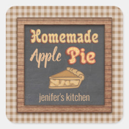 Vintage Kalkplatten Typografie hausgemachte Apfelk Quadratischer Aufkleber