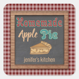 Vintage Kalkplatten Typografie hausgemachte Apfelk Quadratischer Aufkleber