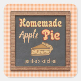 Vintage Kalkplatten Typografie hausgemachte Apfelk Quadratischer Aufkleber