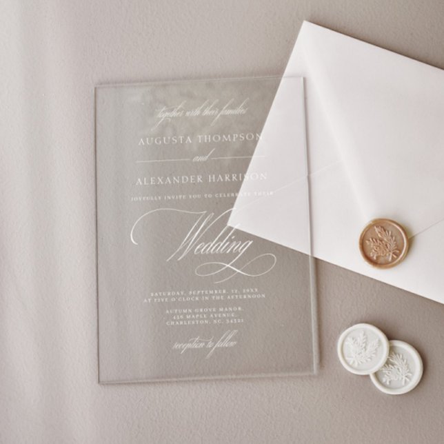 Vintage Kalligrafie-Hochzeit Acryleinladungen (Vintage Calligraphy Classy Wedding Acrylic Invitations)