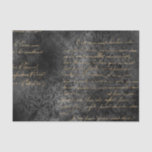 Vintage Kalligrafie in Schwarz und Gold Seidenpapier<br><div class="desc">Gotische Grunge thematiges Gewebepapier mit alter Typografie.</div>