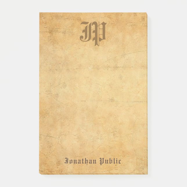 Vintage Kalligraphie-Monogramm-Vorlage Post-it Klebezettel (Vorderseite)