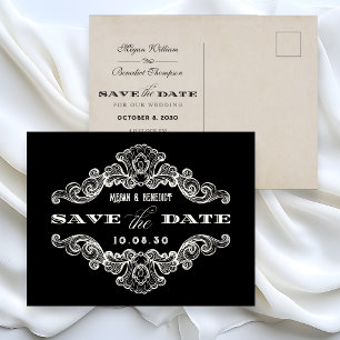 Vintage kalligraphische Hochzeit Postkarte