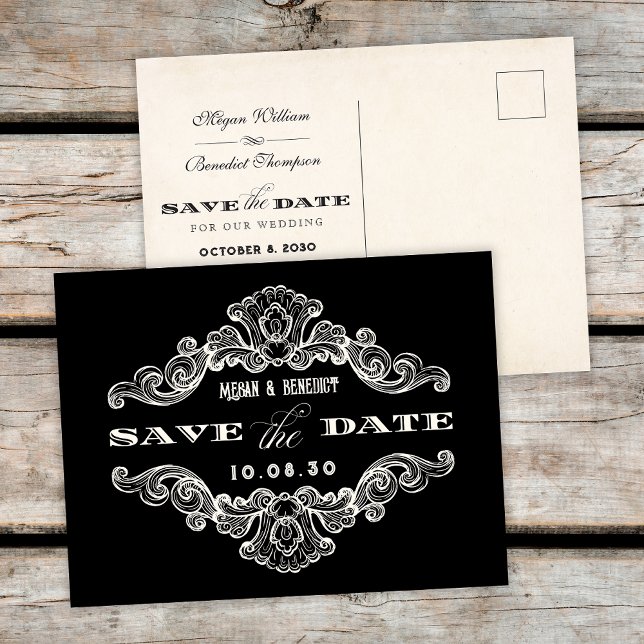 Vintage kalligraphische Hochzeit Postkarte (Von Creator hochgeladen)