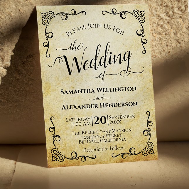 Vintage kalligraphische Imitate Parchment Hochzeit Einladung (Von Creator hochgeladen)