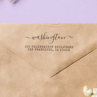 Vintage kalligraphische Rücksendeadresse Gummistempel