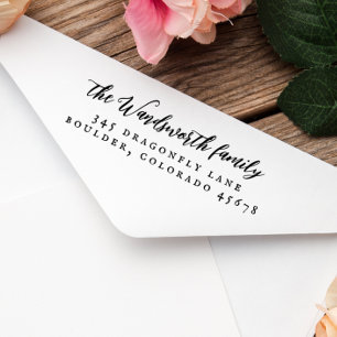 Vintage kalligraphische Rücksendeadresse Permastempel