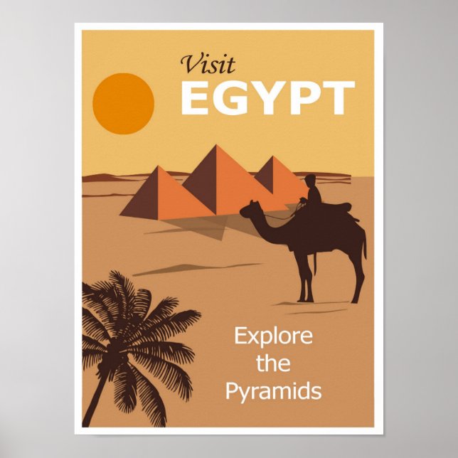 Vintage-Kamel-Pyramide-Ägypten-Reiseposter Poster (Vorne)