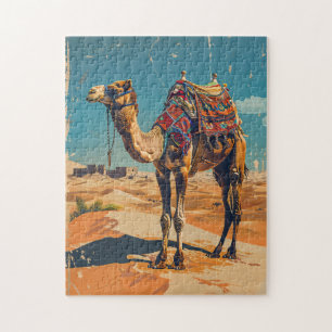 Vintage-Kamel Retro-Wüstenkunst Puzzle