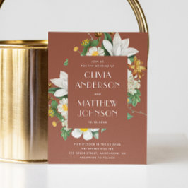 Vintage Kamelie. Floral terracotta Einladung