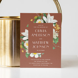 Vintage Kamelie. Floral terracotta Einladung