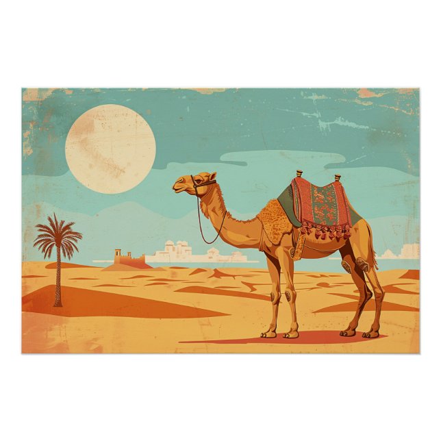 Vintage-Kamelplakat-Decoupage-Plakat Poster (Vorderseite)