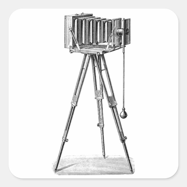 Vintage Kamera - antike Kameras Fotografie Schwarz Quadratischer Aufkleber (Vorderseite)
