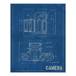 Vintage-Kamera-Blueprint – Retro-Wandkunst Poster