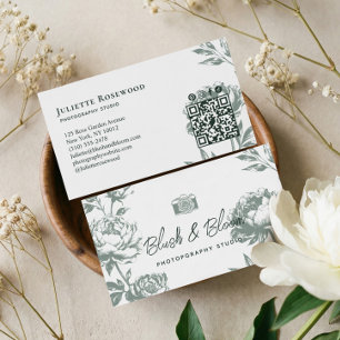 Vintage-Kamera-Chic handgezeichnete florale Fotogr Visitenkarte