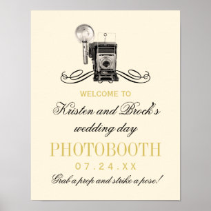Vintage-Kamera-Fotobooth Goldene Hochzeit Poster