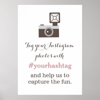 Vintage-Kamera-Instagram-Fotos-Hashtag-Schild Poster