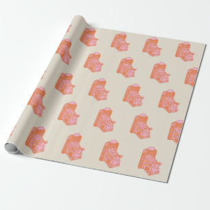 Vintage-Kamera-Kunstwerk in Orange und Pink Geschenkpapier