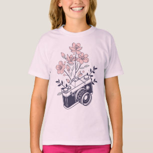 Vintage Kamera mit Blume - Blumenfotografie T-Shirt