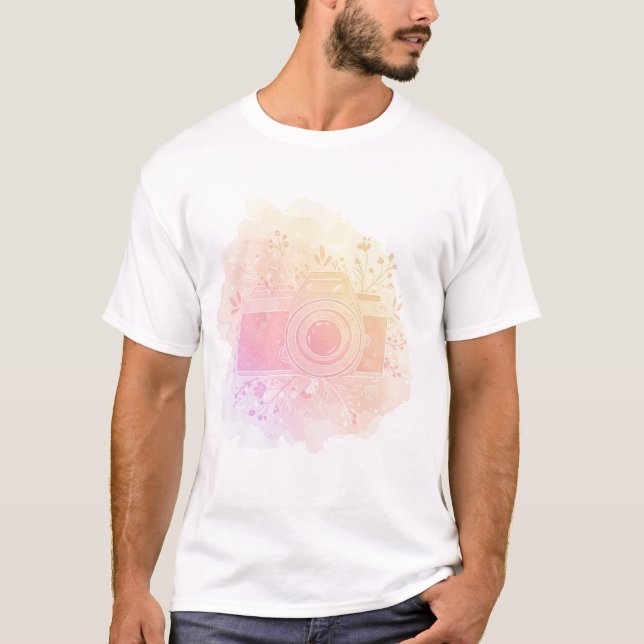 Vintage Kamera mit Blume T-Shirt (Vorderseite)