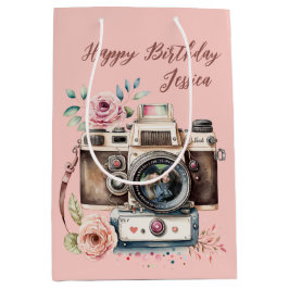 Vintage Kamera mit Foto Mittlere Geschenktüte