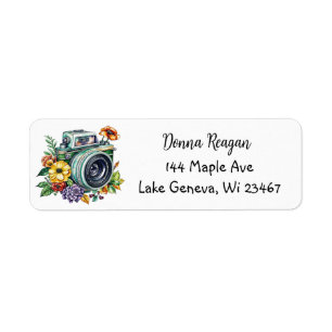 Vintage Kamera mit Hübschen Blume Aquarell
