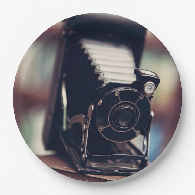 Vintage Kamera Pappteller (Vorderseite)