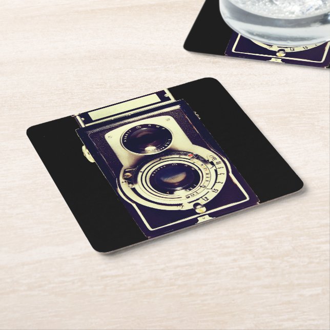 Vintage Kamera Rechteckiger Pappuntersetzer (angewinkelt)