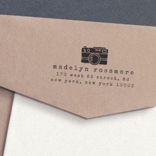 Vintage-Kamera-Rücksende-Adresse-Stempel Permastempel