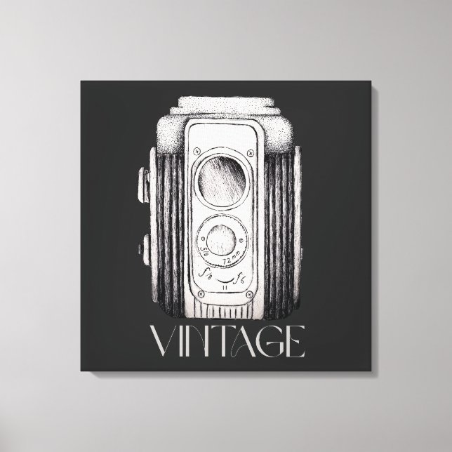 Vintage Kamera Schwarz Leinwanddruck (Vorderseite)