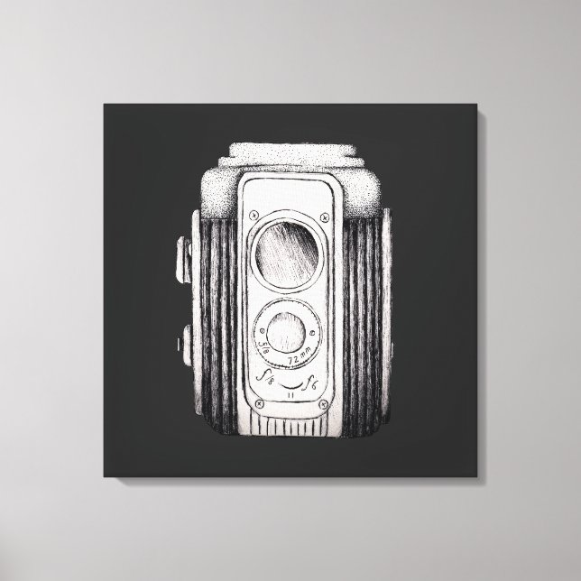 Vintage Kamera Schwarz ohne Text Leinwanddruck (Vorderseite)