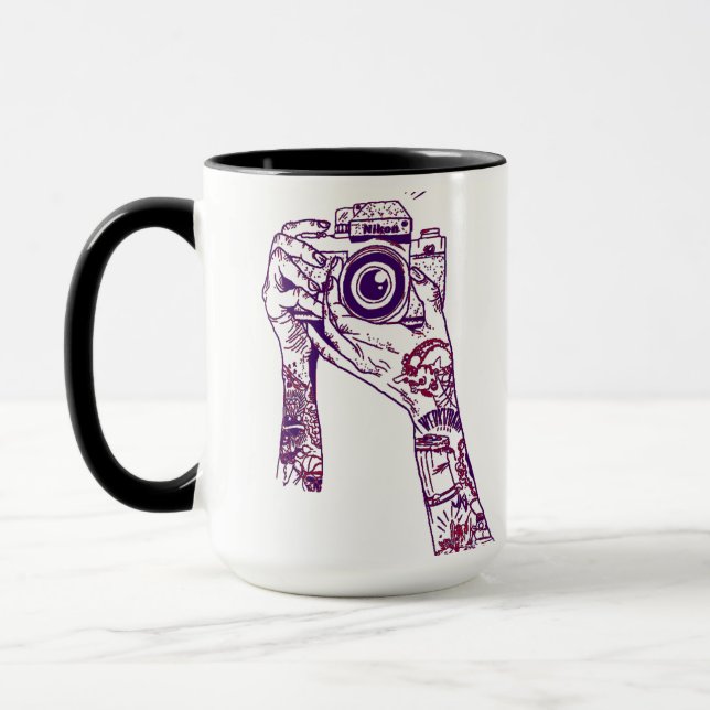 Vintage-Kamera & Tattoos Tasse (Links)