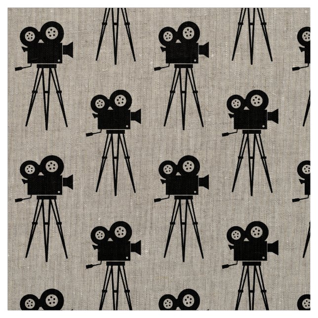 Vintage KAMERA UND TRIPOD-MOTIF Stoff (Muster)
