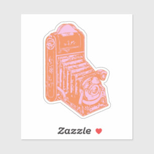 Vintage Kameraarbeit in Orange und Rosa Aufkleber