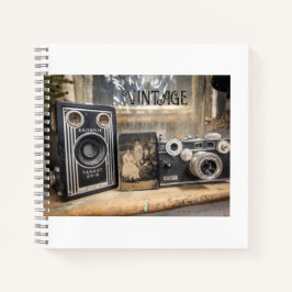 Vintage Kameras und Vintage Drucke Notizbuch