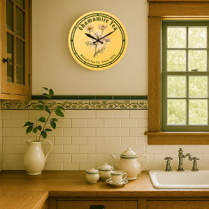 Vintage Kamillenkraut Botanische Kunst Große Wanduhr